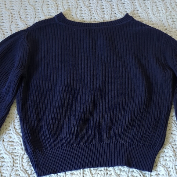 GAP Blue V-Neck Ribbed Sweater - Picture 3 of 5